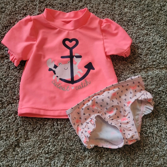 Carter's rashguard 2 piece swimsuit size 3-6 months - Picture 1 of 7